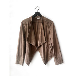 Jack by BB Dakota Faux Suede Taupe Waterfall Jacket S | Cozy Neutral Layer
